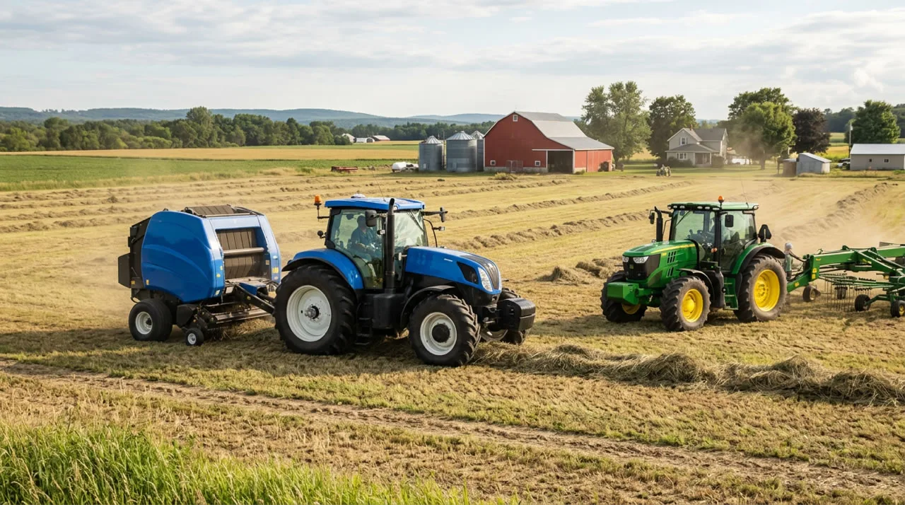 farm with a New Holland Hay Baler
